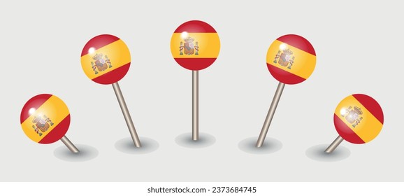 Spain national flag map marker pin icon illustration