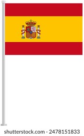 Spain national flag pole icon isolated on white background.