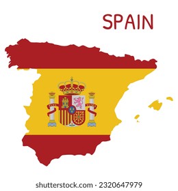 Spain National Flag Shaped as Country Map