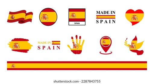 Juego de iconos de banderas nacionales de España. Etiquetas con banderas de España. Ilustración del vector
