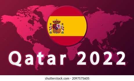 Spain national football team .2022 football competition vector design. Not official logo qatar 2022. .Football Tournament, Football Cup, Background Design Template, Vector Illustration, 2022