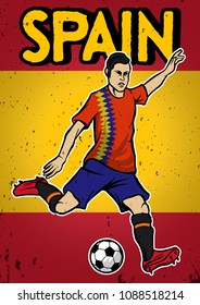 Spain National Football Team with Flag Background