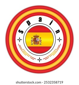 Arte vectorial de la insignia del Orgullo Nacional de España. Emblema circular con Colores de la bandera de España. Simbolizando la identidad nacional española. EPS de Vector editable disponible