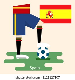 Spain, national soccer Jerseys and flag, flat design