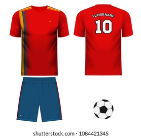 Spain national soccer team shirt in generic country colors for fan apparel.