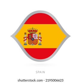 Spain National Team Flag In Style For International Basketball Competitions. Vector Sign.