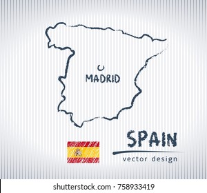 Spain national vector drawing map on white background