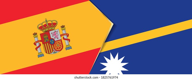 Spain and Nauru flags, two vector flags symbol of relationship or confrontation.