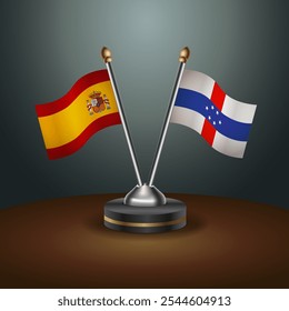 A tabela da Espanha e das Antilhas Holandesas sinaliza a relação com o plano de fundo gradiente. Ilustração de vetor