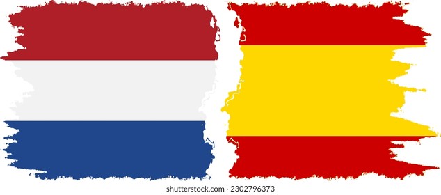 Conexión de banderas de grifo de España y los Países Bajos, vector