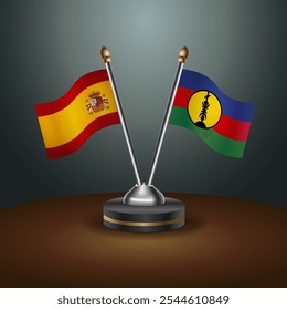 A tabela Espanha e Nova Caledônia sinaliza a relação com o plano de fundo de gradiente. Ilustração de vetor