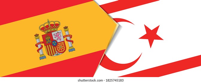 Banderas de España y Chipre Septentrional, dos banderas vectoriales símbolo de relación o enfrentamiento.