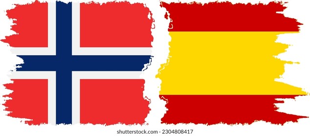Conexión de banderas de grifo de España y Noruega, vector