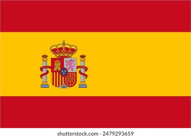 Vector de bandera oficial de España con tamaño y proporción estándar. Emblema de la bandera nacional con tamaño y colores precisos.