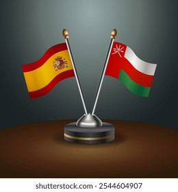 A tabela de Espanha e Omã sinaliza a relação com o plano de fundo do gradiente. Ilustração de vetor