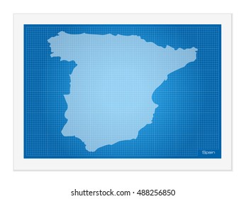 Spain on blueprint on a white background.