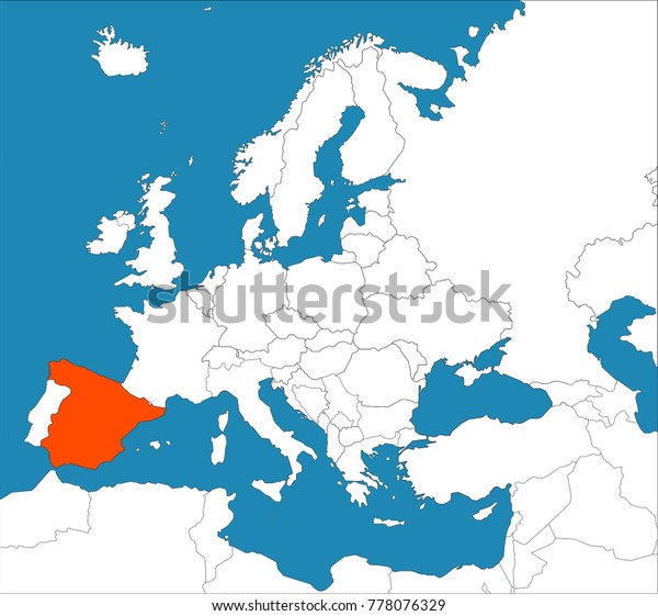 Image Vectorielle De Stock De L Espagne Sur La Carte De L Europe