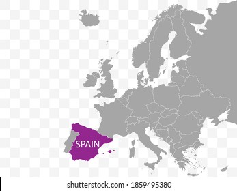 Spain on Europe map vector. Vector illustration.