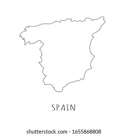 Spain one line drawing on white isolated background. Abstract outline of the country, geographical map. Vector illustration