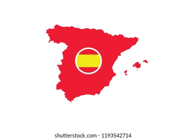 Spain outline map country shape state borders national symbol flag