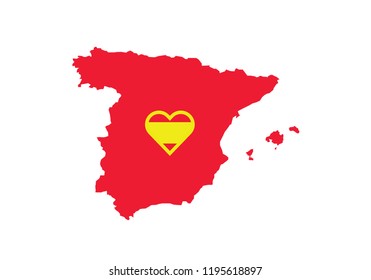 Spain outline map country shape national borders heart state symbol love