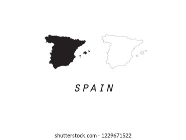 Spain outline map country shape state borders