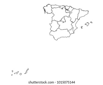 spain outline map. detailed isolated vector country border contour map on white background.