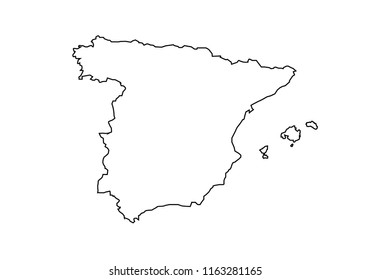 Spain Outline Map National Borders Country Shape