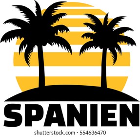 Spain palm with sun. German.