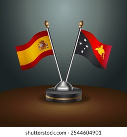 La tabla de España y Papúa Nueva Guinea señala la relación con el fondo de gradiente. Ilustración vectorial