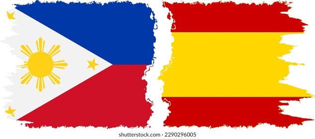 Spain and Philippines grunge flags connection, vector