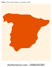 Mapa del país de España. Detalles bajos. Estilo sólido. Forma de España. Ilustración vectorial.