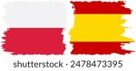 Spain and Poland grunge flags connection, vector