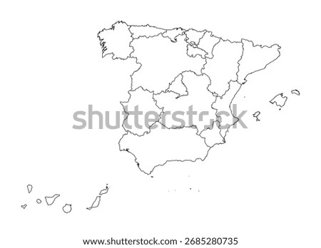 Spain Political Map Vector with Regions	
