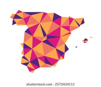 Spain polygon origami style map. Geometric map simple abstract tech style.