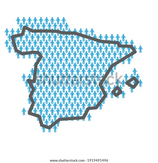 Spain Population Map Country Outline Made Stock Vector (Royalty Free