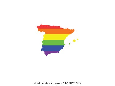 Spain pride flag LGBTI symbol colorful stripes illustration