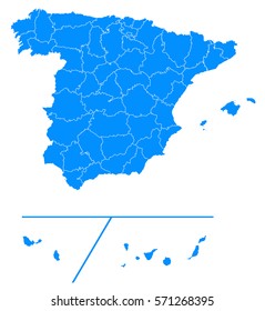 Spain Provinces Blue Map