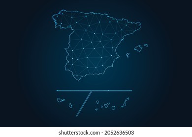 spain Provinces map , Abstract mash line und point-Skalen auf dunklem Hintergrund für Ihre Website Design-Karte Logo, app, ui, Travel. Vektorgrafik eps10.