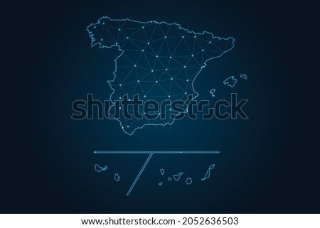 spain Provinces map , Abstract mash line and point scales on dark background for your web site design map logo, app, ui,Travel. Vector illustration eps 10.