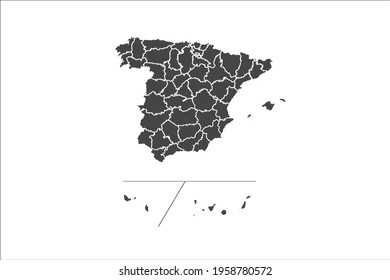 Spain Provinces Map black Color on White Backgound