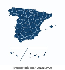 Spain Provinces map color vector modern. Silhouette map. on white background. 