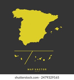 Spain Provinces map golden yellow color High Detailed on gray background. Abstract design vector illustration eps 10