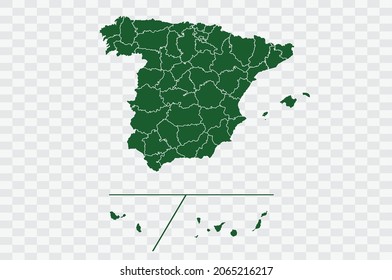Provincias españolas mapean el color verde sobre el fondo de Png