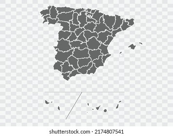 Provincias de España Mapean el color gris en el fondo png
