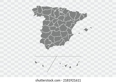 Provincias de España Mapa de color gris en archivos de calidad de fondo blanco Png