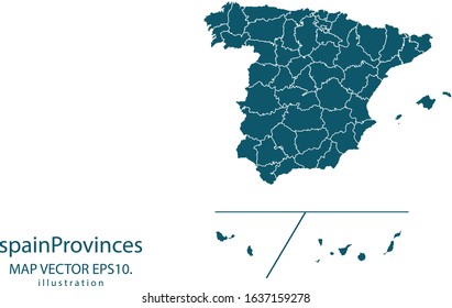 Spain Provinces map High Detailed on white background. Abstract design vector illustration eps 10