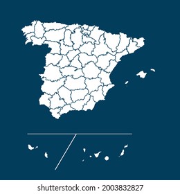 Mapa de las provincias españolas Alto Detallado sobre el fondo verde. color blanco. Resumen de la ilustración vectorial de diseño eps 10