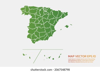 Spain Provinces map High Detailed green color. on white background. Abstract design vector illustration eps 10