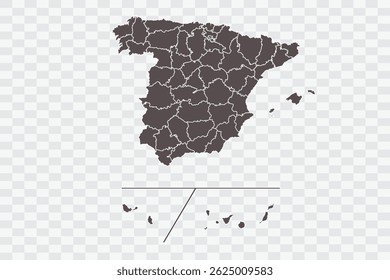Spain Provinces Map Minimalist  High-Quality PNG  Ash Color on Transparent Background Perfect for presentations infographics educational materials and graphic design projects